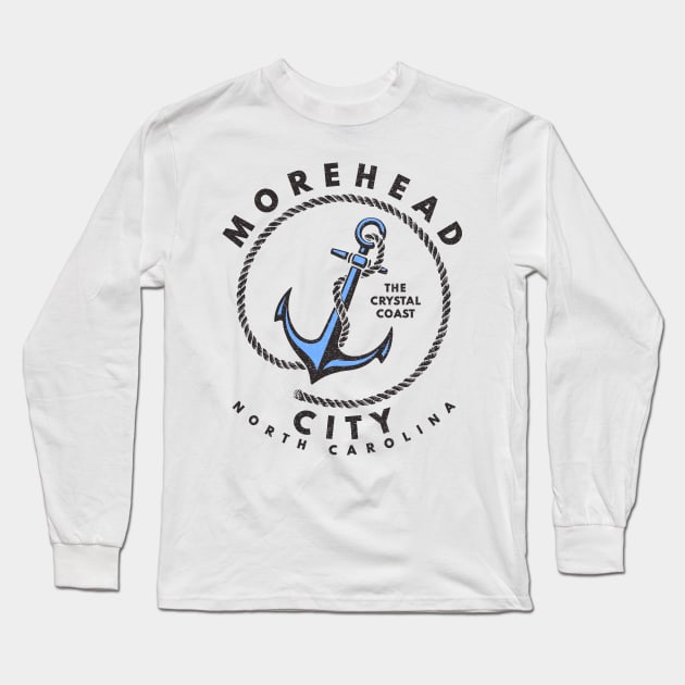 Vintage Anchor and Rope for Traveling to Morehead City, North Carolina Long Sleeve T-Shirt by Contentarama